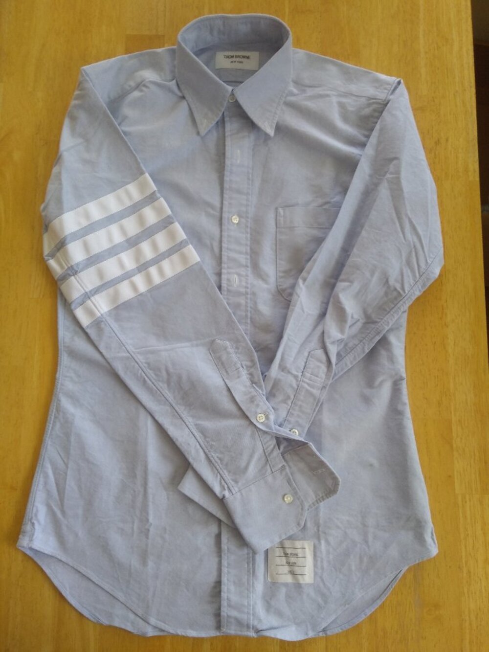 New Thom Browne Blue with Grosgrain Stripes Oxford M 15-33